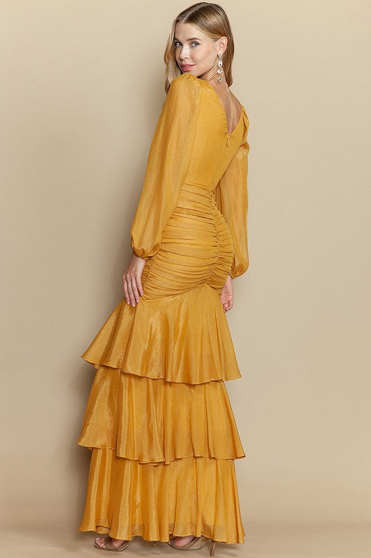 Vestido Gala Mostaza