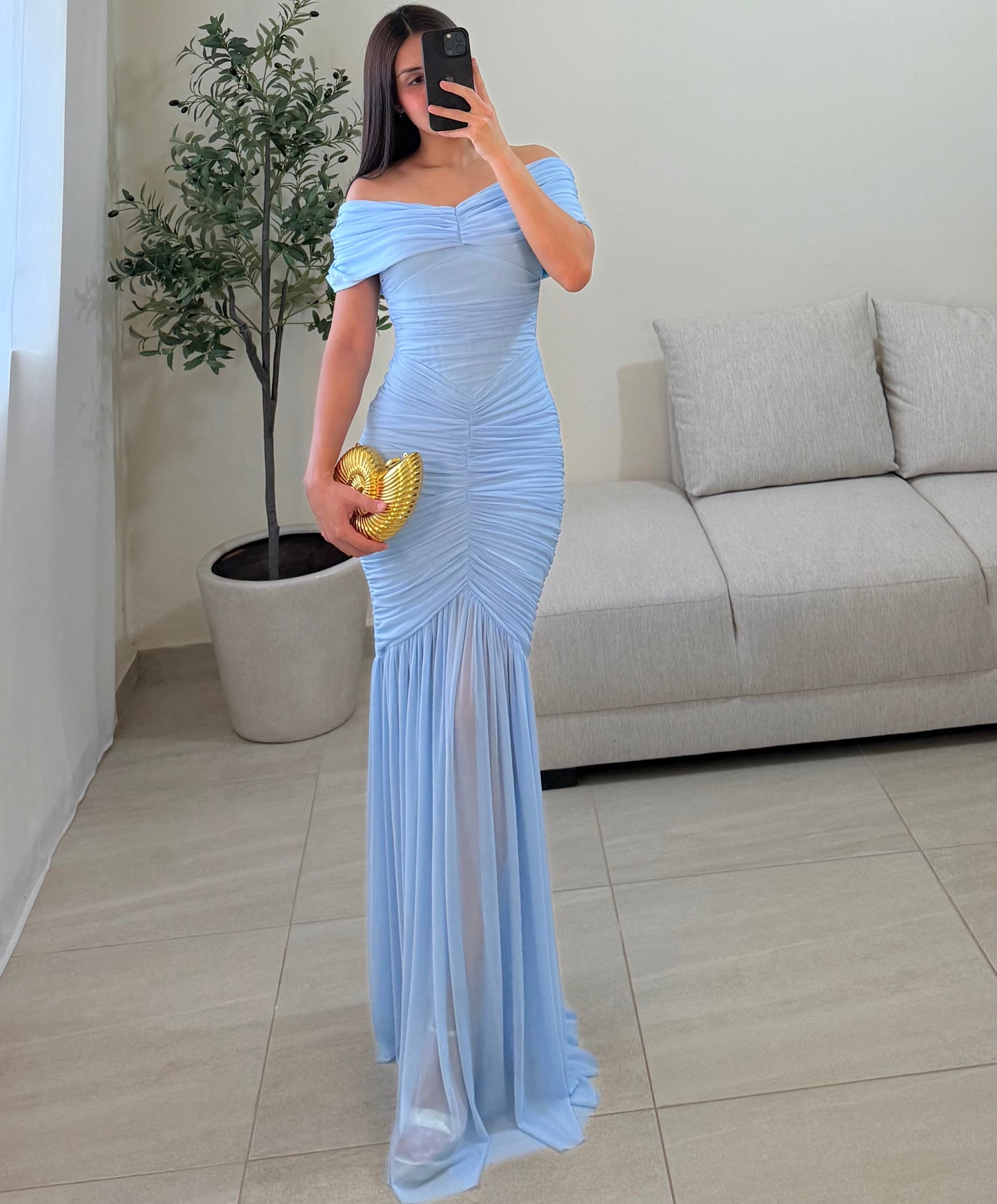 Vestido Lorena Azul Cielo