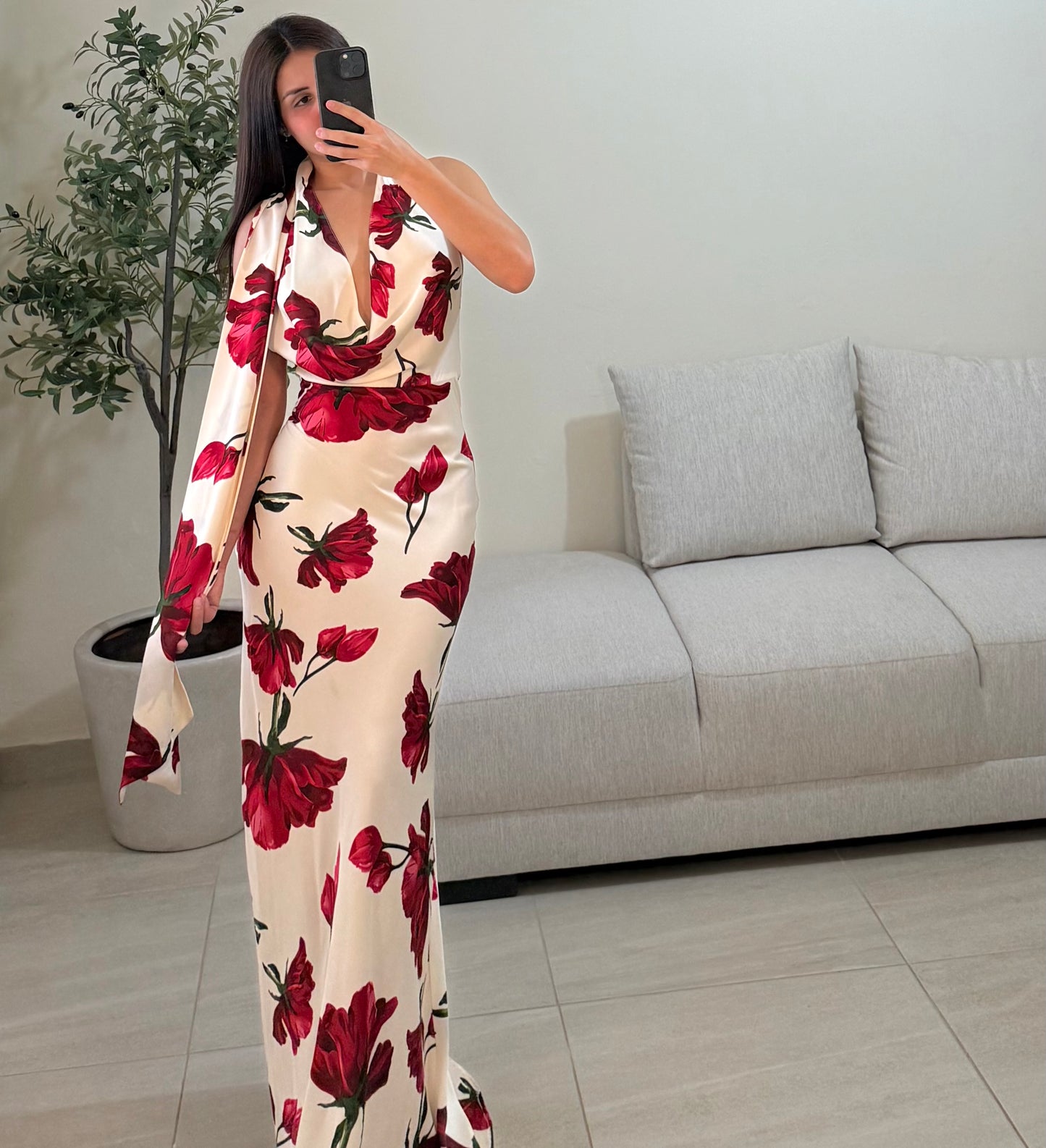 Vestido Catalina Ivory Flores