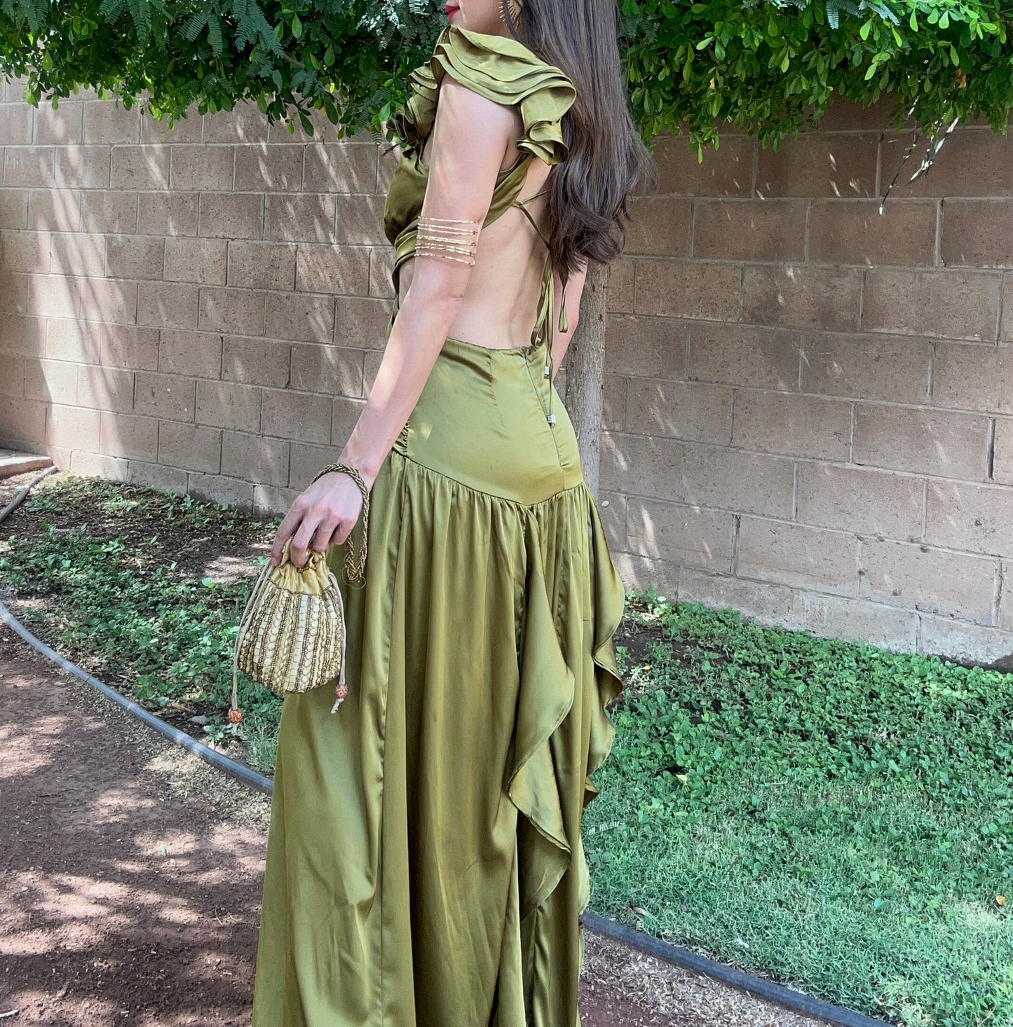 Vestido Verde Ruffle