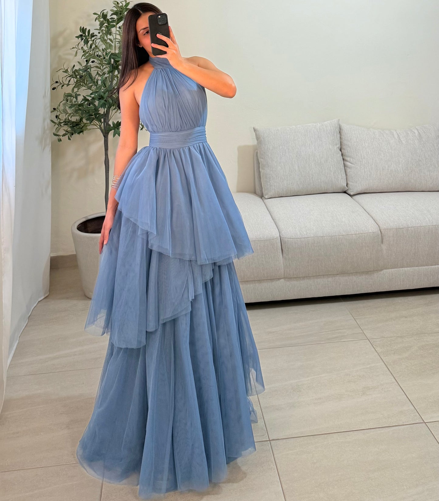 Vestido Priscila Azul Neblina