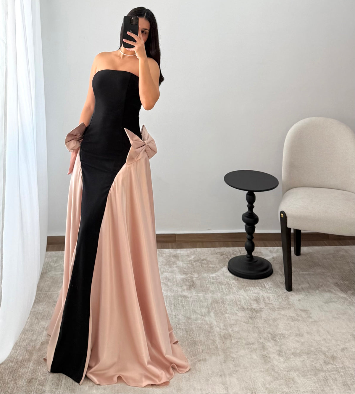 Vestido Agnes Negro/Beige