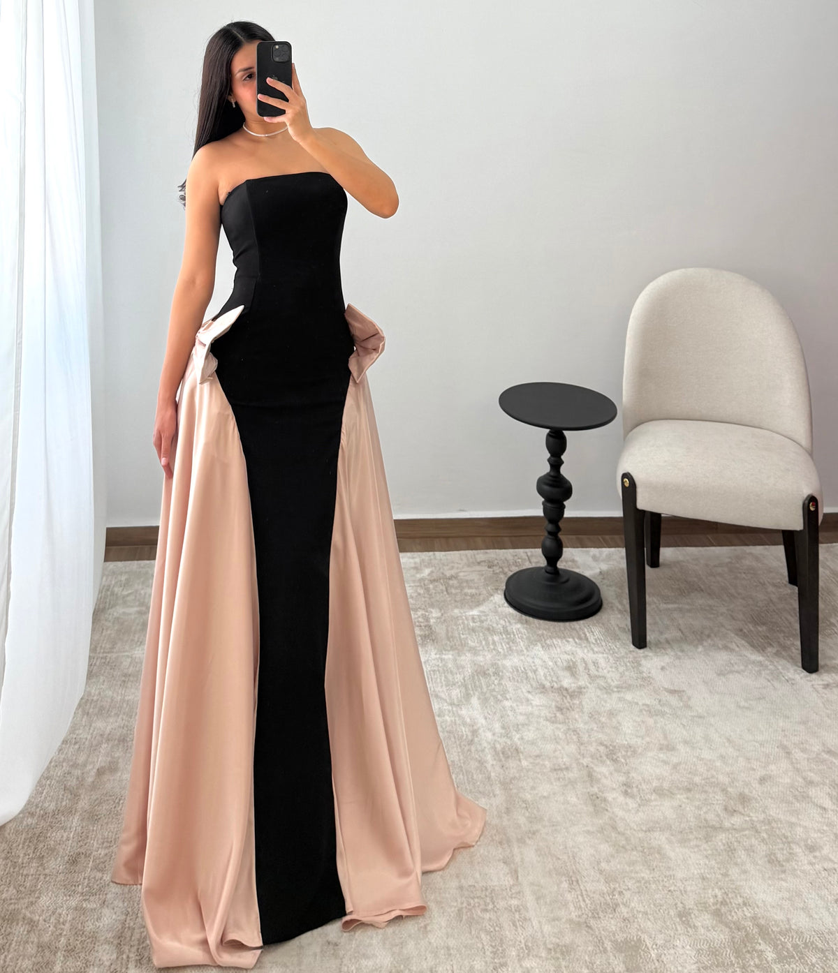 Vestido Agnes Negro/Beige