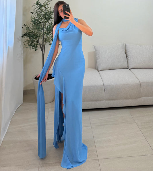 Vestido Sahira Azul Celeste
