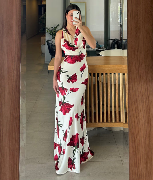 Vestido Catalina Ivory Flores