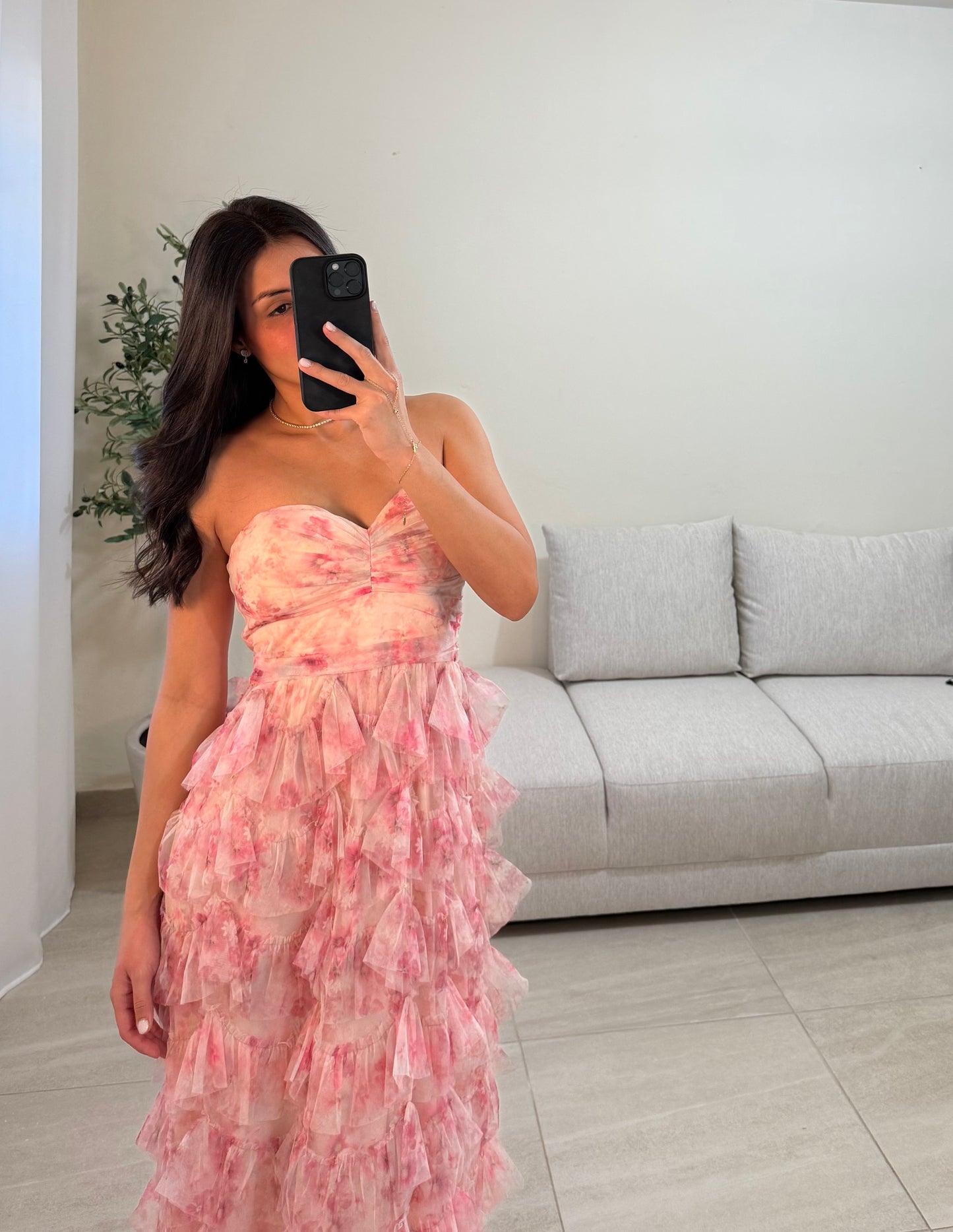 Vestido Kristel Flores Blush