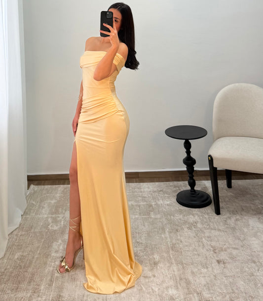 Vestido Ingrid amarillo pastel