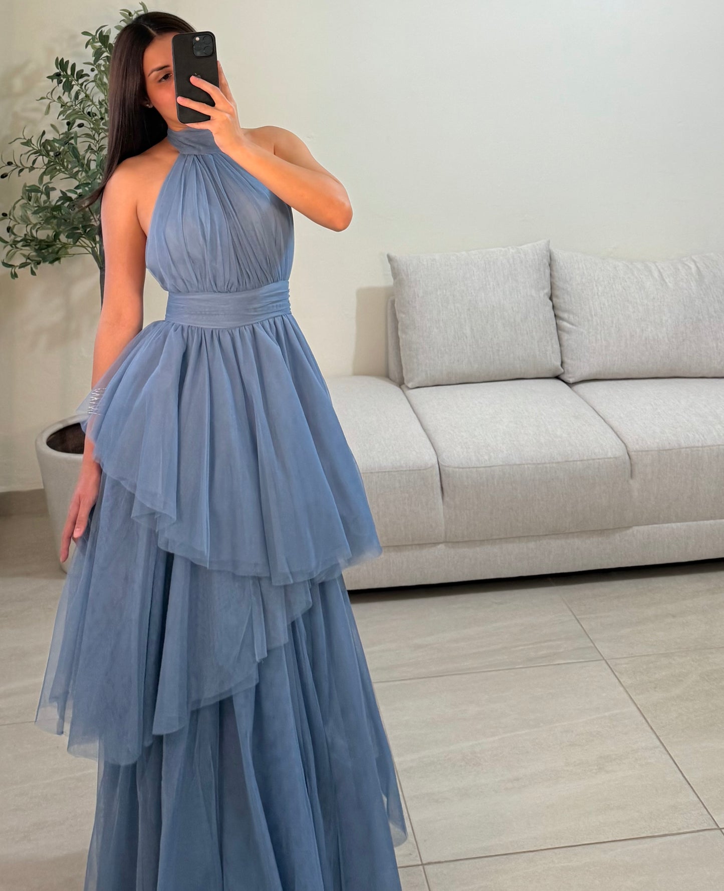 Vestido Priscila Azul Neblina