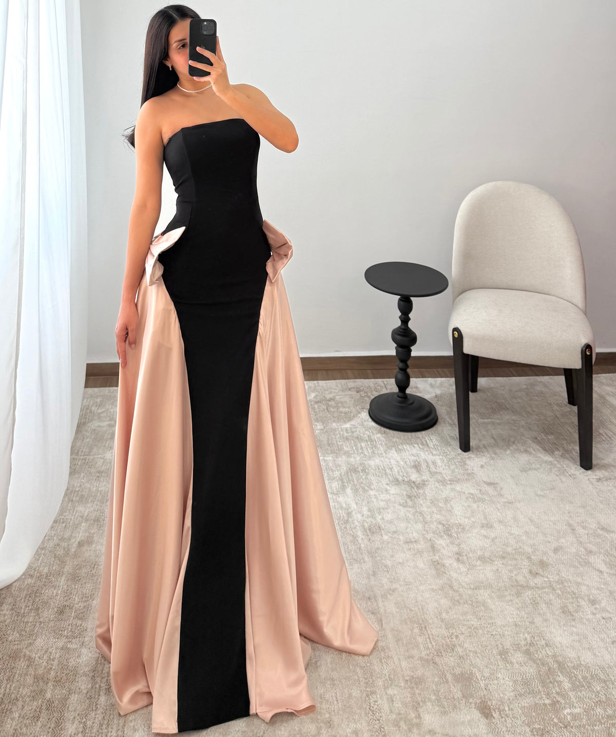 Vestido Agnes Negro/Beige