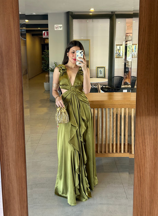 Vestido Verde Ruffle